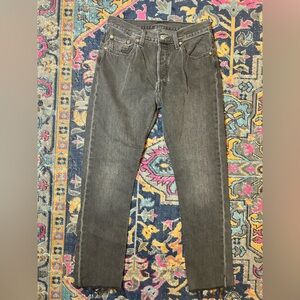Levi’s 501 Buttonfly Faded Grey Jeans with Raw Hem